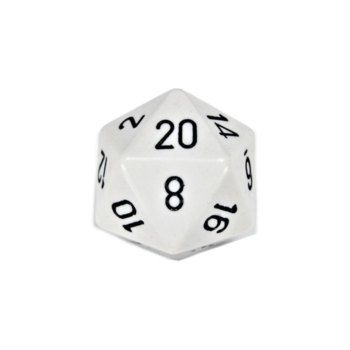 D20 Single 34mm Opaque White With Black - Cats In Hat Inc.