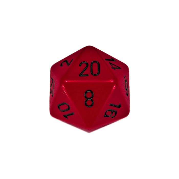 D20 Single 34mm Opaque Red With Black - Cats In Hat Inc.