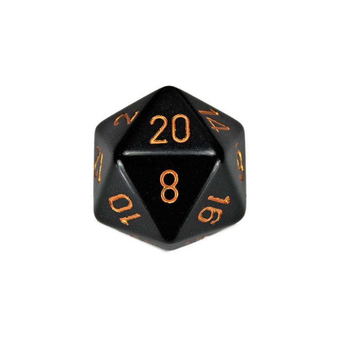 D20 Single 34mm Opaque Black With Gold - Cats In Hat Inc.