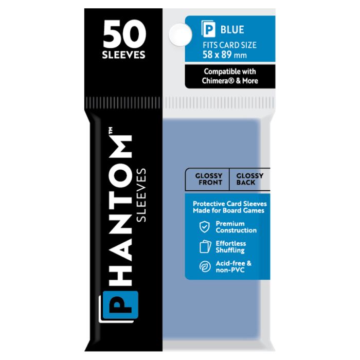 Deck Protector: Phantom Sleeves: Gloss/Gloss Blue Size (58mmX89mm) (50) - Cats In Hat Inc.