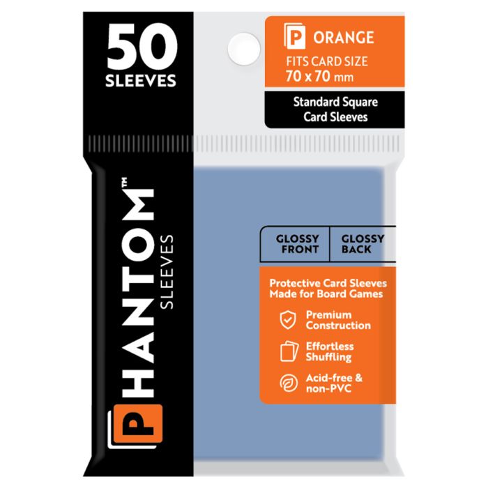 Deck Protector: Phantom Sleeves: Gloss/Gloss Orange Size (70mmX70mm) (50) - Cats In Hat Inc.