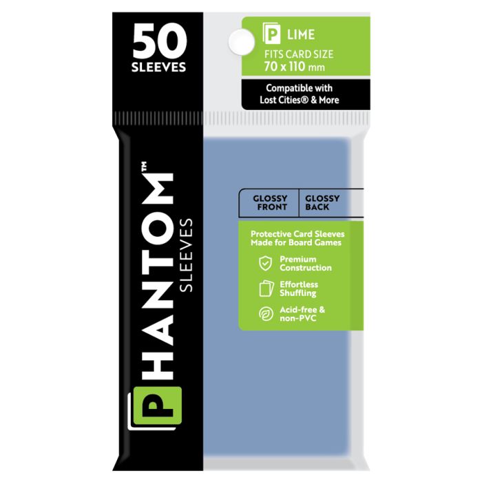 Deck Protector: Phantom Sleeves: Gloss/Gloss Lime Size (70mmX110mm) (50) - Cats In Hat Inc.