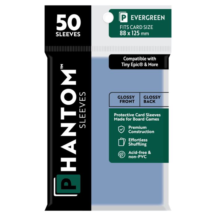 Deck Protector: Phantom Sleeves: Gloss/Gloss Evergreen Size (88mmX125mm) (50) - Cats In Hat Inc.