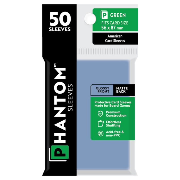 Deck Protector: Phantom Sleeves: Gloss/Matte Green Size (56mmX87mm) (50) - Cats In Hat Inc.