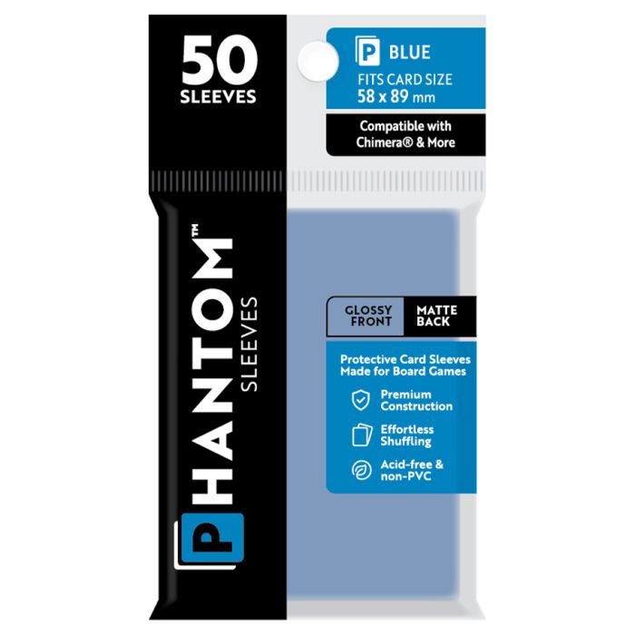 Deck Protector: Phantom Sleeves: Gloss/Matte BU Size (58mmX89mm) (50) - Cats In Hat Inc.