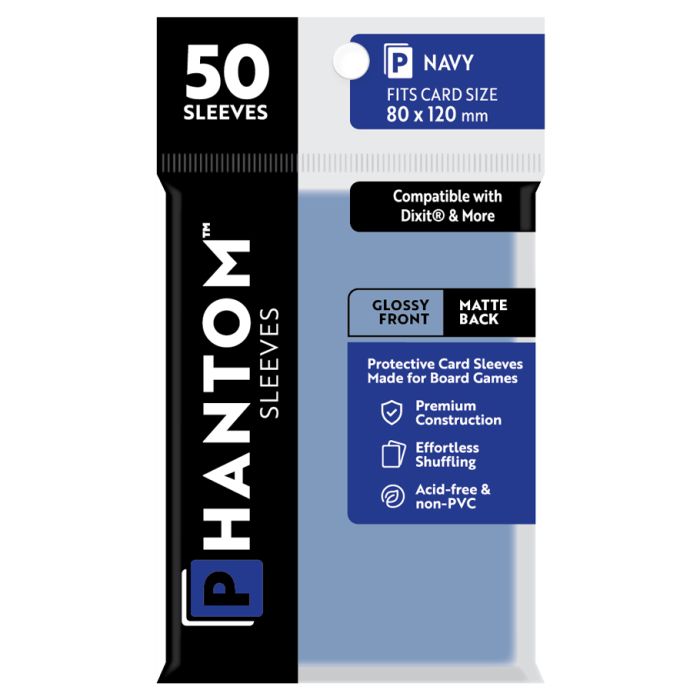 Deck Protector: Phantom Sleeves: Gloss/Matte Navy Size (80mmX120mm) (50) - Cats In Hat Inc.