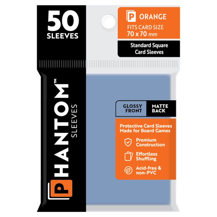 Deck Protector: Phantom Sleeves: Gloss/Matte Orange Size (70mmX70mm) (50) - Cats In Hat Inc.