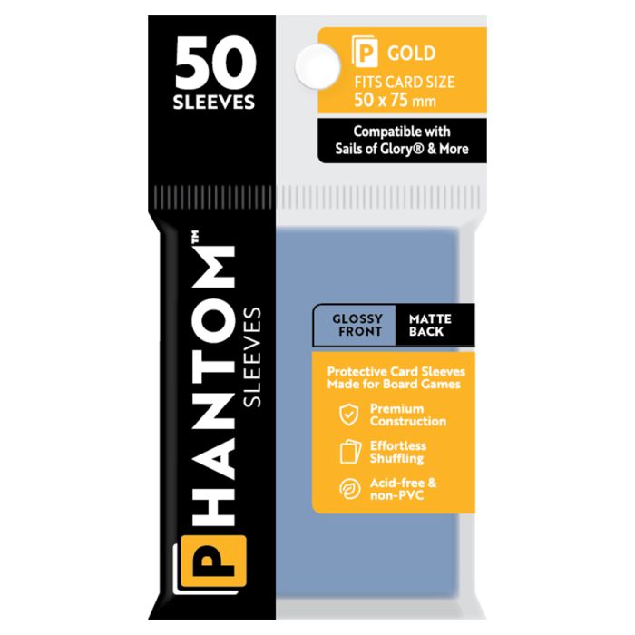 Deck Protector: Phantom Sleeves: Gloss/Matte Gold Size (50mmX75mm) (50) - Cats In Hat Inc.