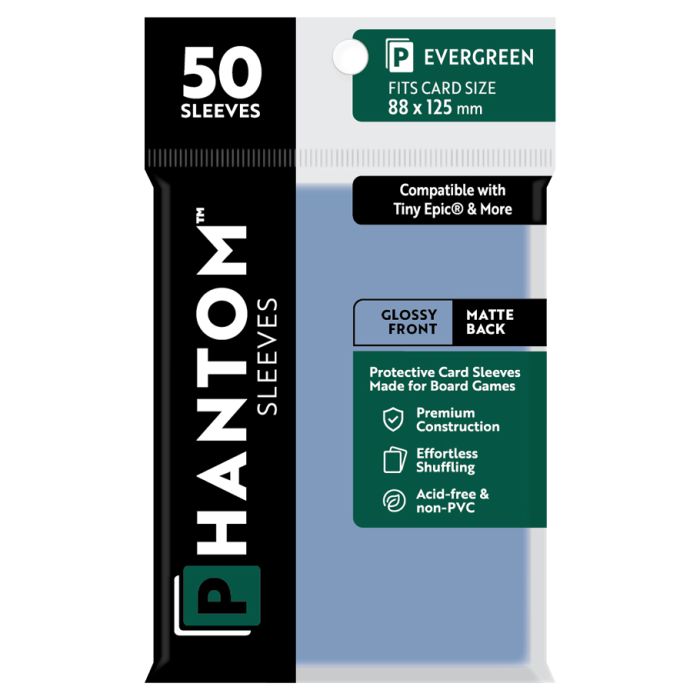 Deck Protector: Phantom Sleeves: Gloss/Matte Evergreen Size (88mmX125mm) (50) - Cats In Hat Inc.