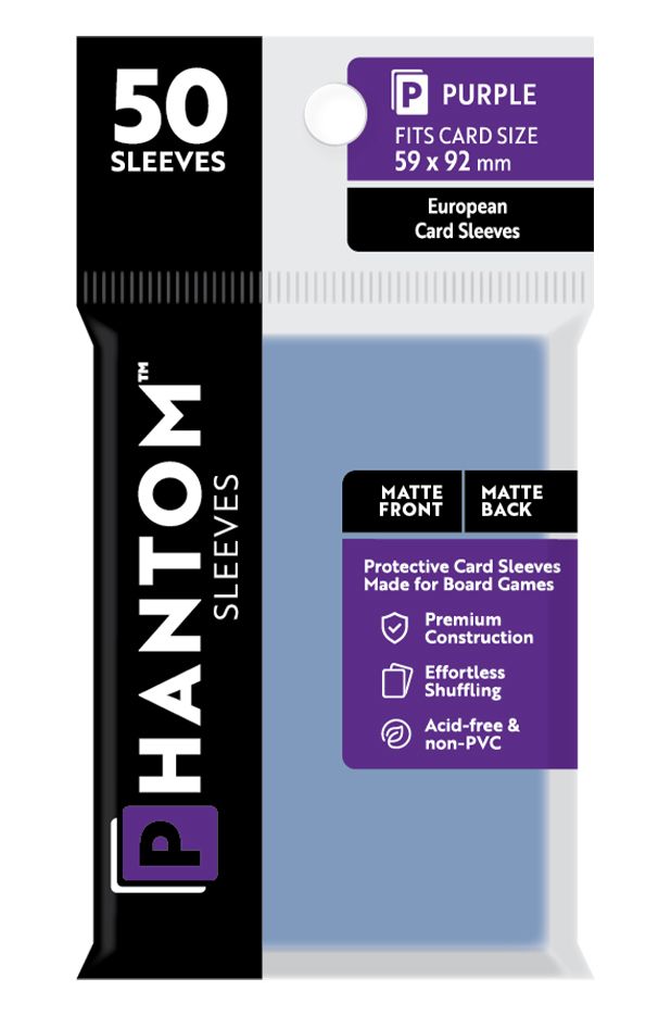 Deck Protector: Phantom Sleeves: Matte/Matte Purple Size (59mmX92mm) (50) - Cats In Hat Inc.