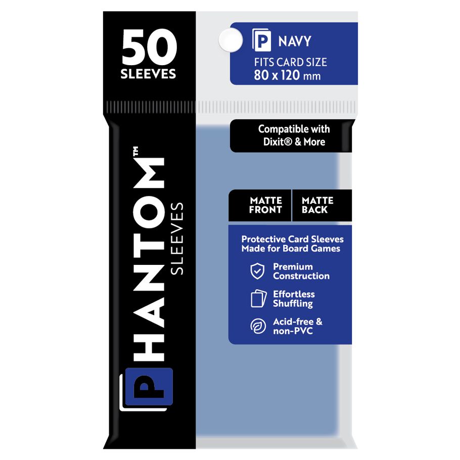 Deck Protector: Phantom Sleeves: Matte/Matte Navy Size (80mmX120mm) (50) - Cats In Hat Inc.