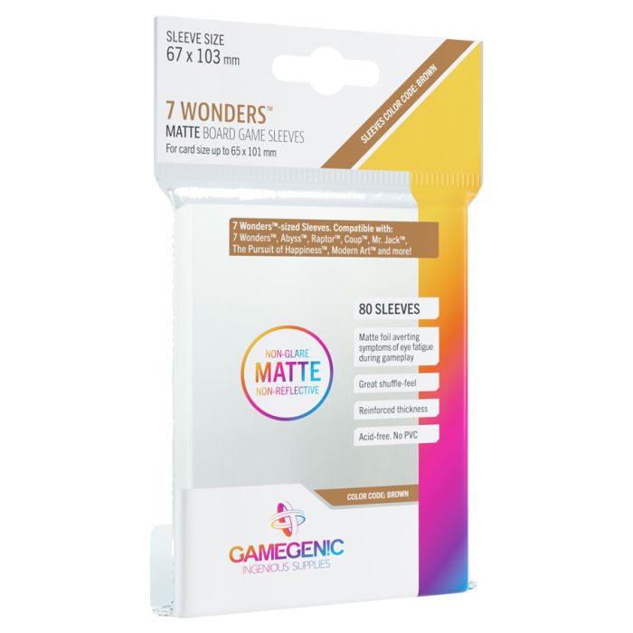 Deck Protector: Matte: 7 Wonders Brown (80) - Cats In Hat Inc.