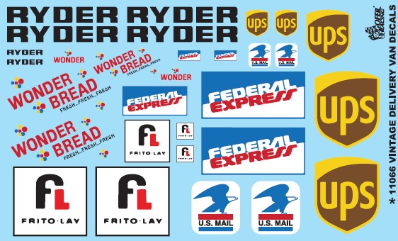 1/24-1/25 Delivery Van Decals: Delivery Van Decals: Ryder Federal Express UPS Wonder Bread Frito-Lay US Mail