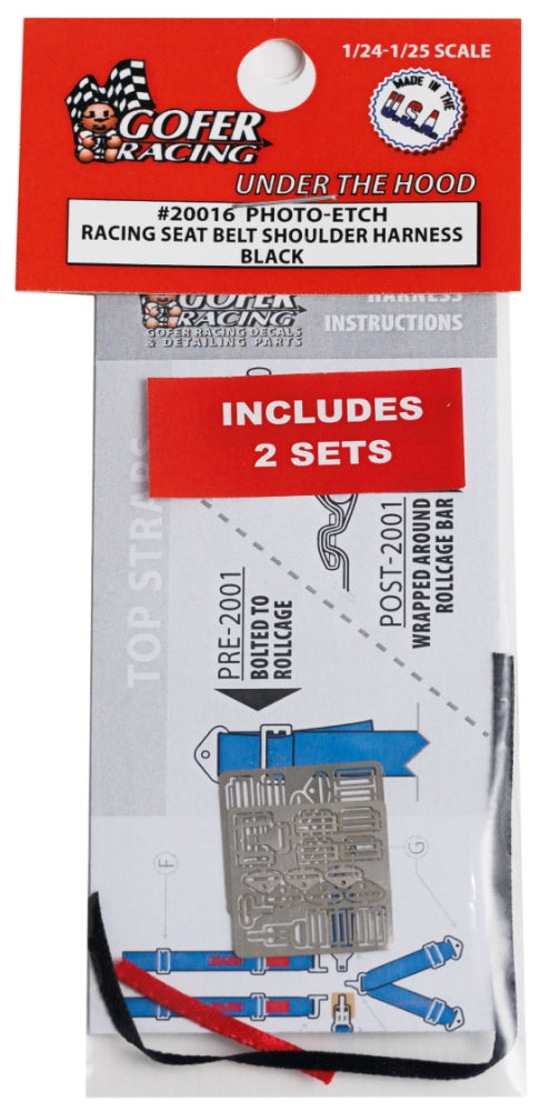 1/24-1/25 Photo-Etch Racing Seatbelts/Harness Black (2 Sets)