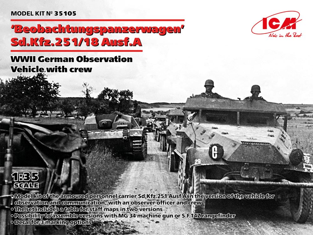 1/35 WWII German BeobachtungsPz SdKfz 251/18 Ausf A Observation Vehicle w/2 Crew