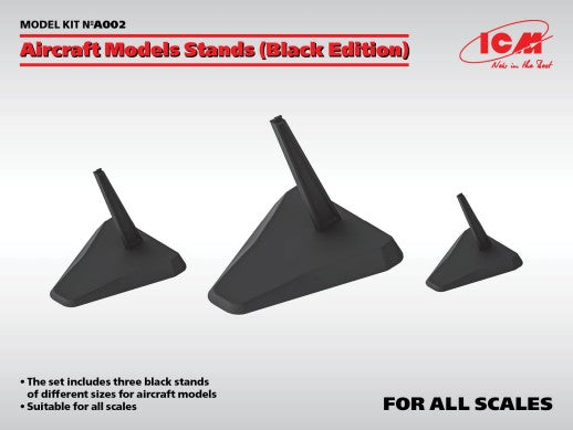 Aircraft Black Display Stands use for 1/144 1/72 1/48 1/32 (3)