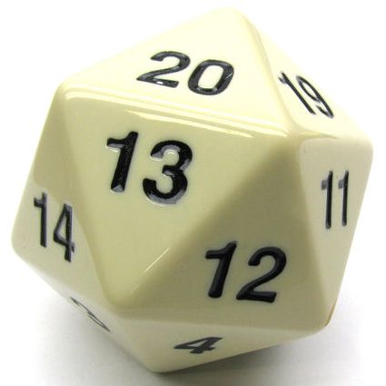 d20 Single 55mm Countdown Ivory