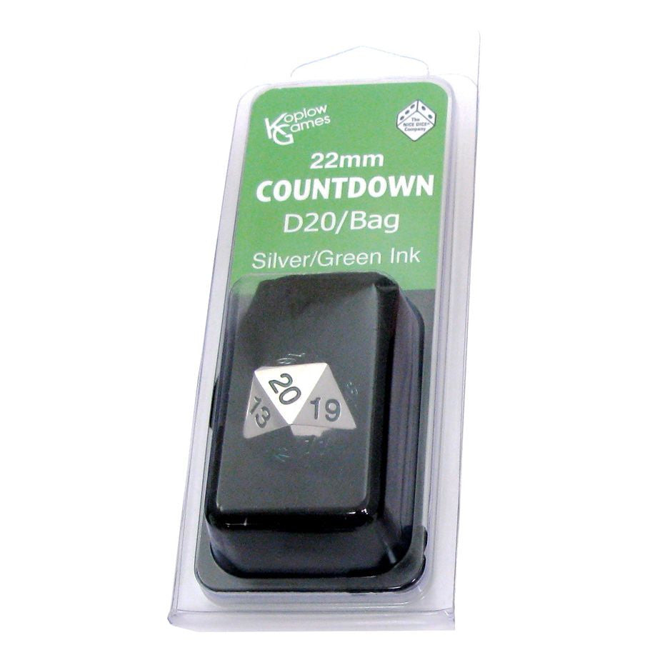 D20 Clamshell Single 22Mm Metal Countdown With Bag Silver With Green