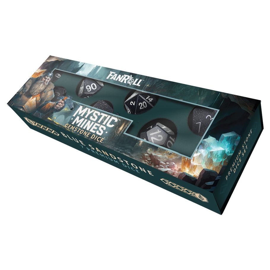 7-Set Stone Polyhedral 16mm: Mystic Mines: Blue Sandstone