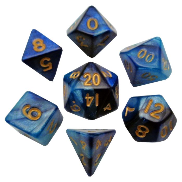 7-Set Mini Dark Blue And Light Blue With Gold - Cats In Hat Inc.
