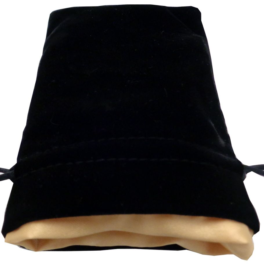 Dice Bag: 4x6: Black Velvet With Gold Satin Lining