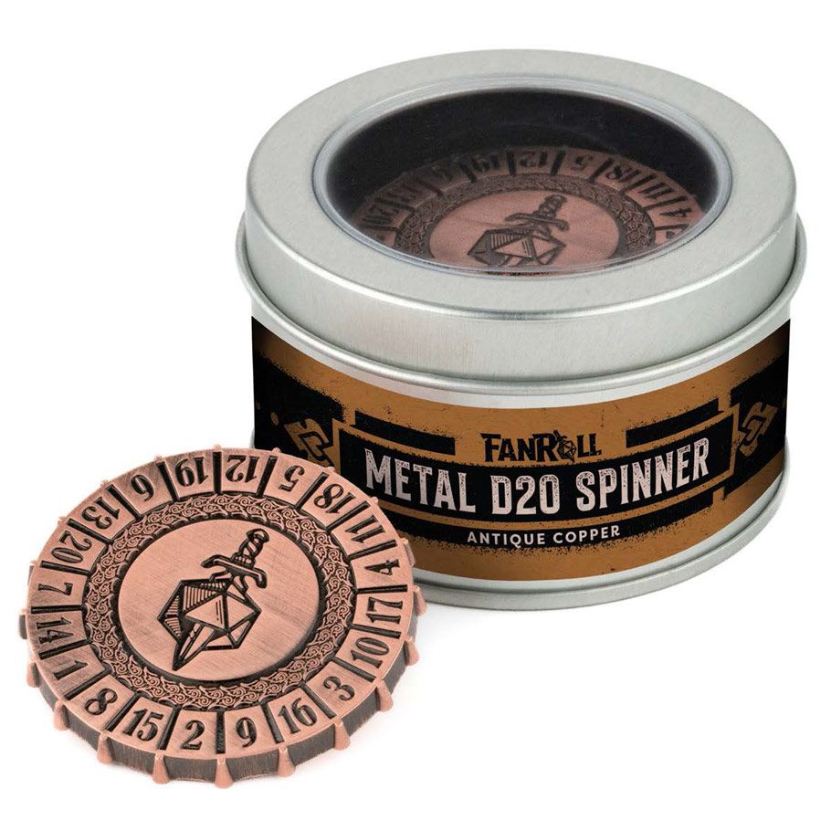 Metal D20 Spinner: Antique Copper