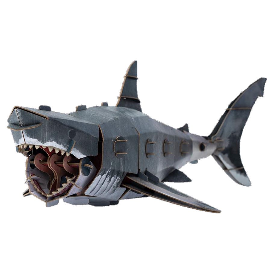 Kraft Paper Puzzle: Great White Shark 3D