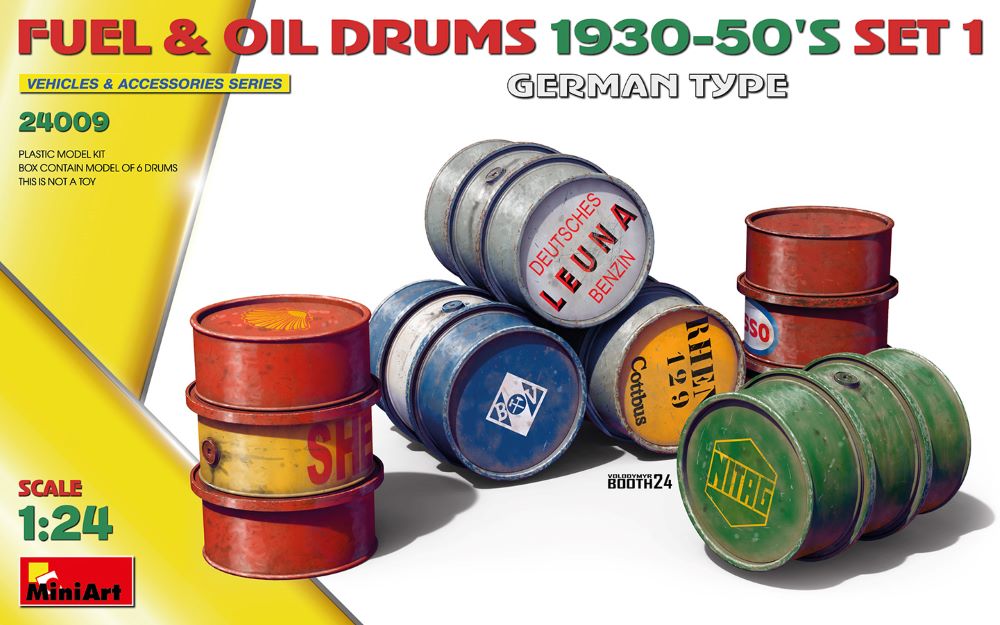 1/24 German Fuel & Oil Drums 1930-50s Set 1 (6)