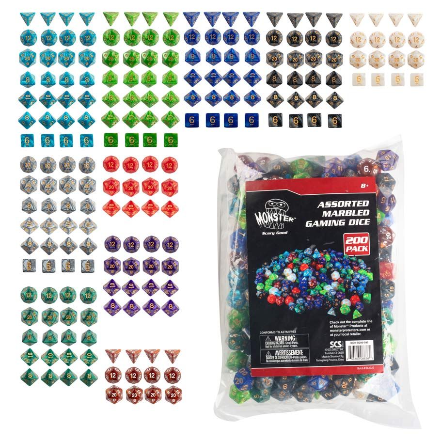 Marbled Dice Bulk Value Set Assortment (200) By Monster Protectors