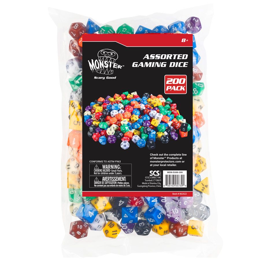 Gaming Dice Bulk Value Set Assortment (200) By Monster Protectors