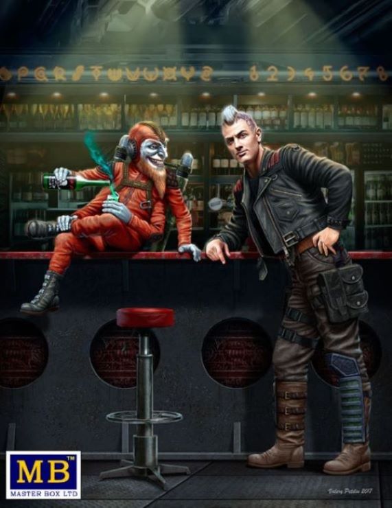 1/24 At the Edge of the Universe: Galactic Sheriff Leaning on Bar & Four-Armed Joker Creature Sitting on Bar Section
