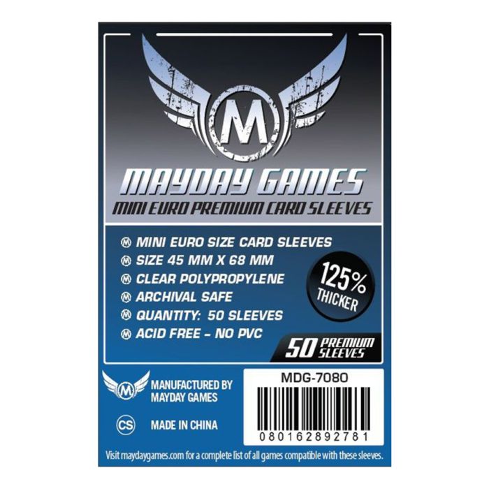 Deck Protector: Mini Euro Card Dark Blue 45 X 68mm (50) - Cats In Hat Inc.