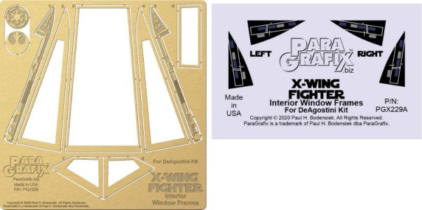 1/18 DeAgostini X-Wing Fighter Canopy Interior Window Frames Photo-Etch & Decal Set