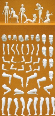 1/24 Unpainted Nude Female Figures (6) (Kit)