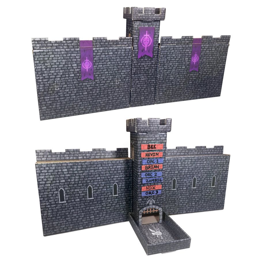 Dark Castle Dice Tower With Castle Walls And Magnetic Turn Tracker Drak Gray