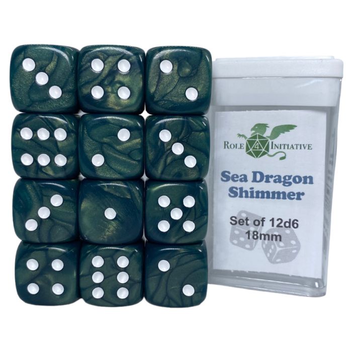D6 Cube 18mm Seadragon Shimmer (12) - Cats In Hat Inc.