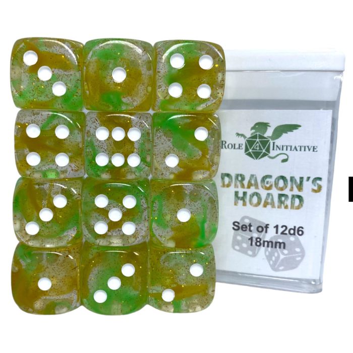 D6 Cube 18mm Diffusion Dragon's Hoard (12) - Cats In Hat Inc.