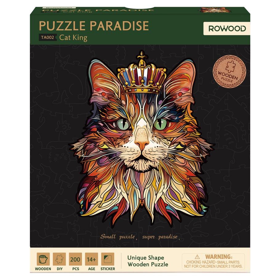 Puzzle: Wooden: Cat King 200 piece