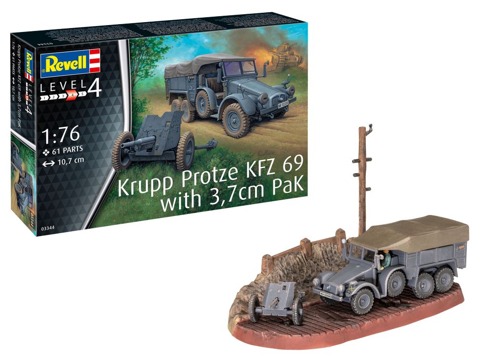 1/76 Krupp Protze KFZ 69 Truck w/37cm PaK Gun