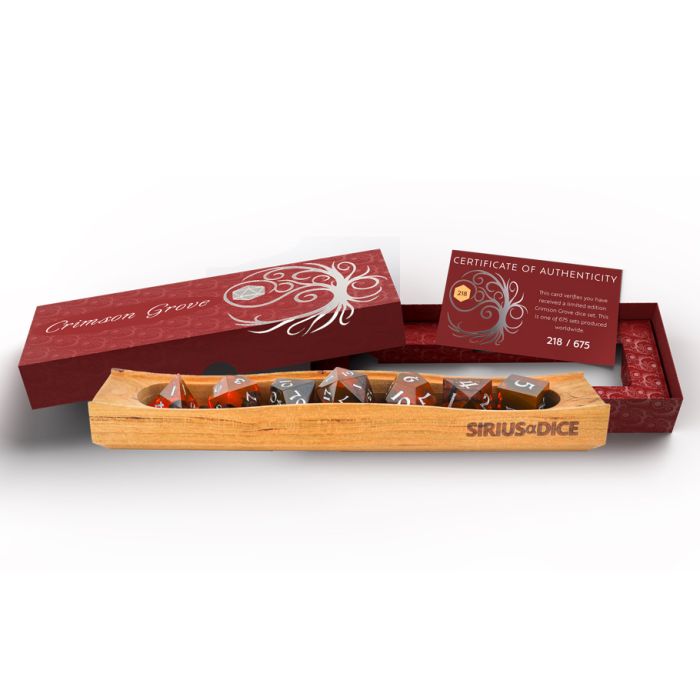7-Set Crimson Grove Red Resin With Thuja Sutchuenensis Wood And White - Cats In Hat Inc.