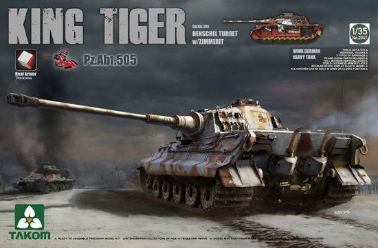 1/35 WWII German King Tiger SdKfz 182 Pzbt505 Henschel Turret Heavy Tank w/Zimmerit & Interior (Special Edition)