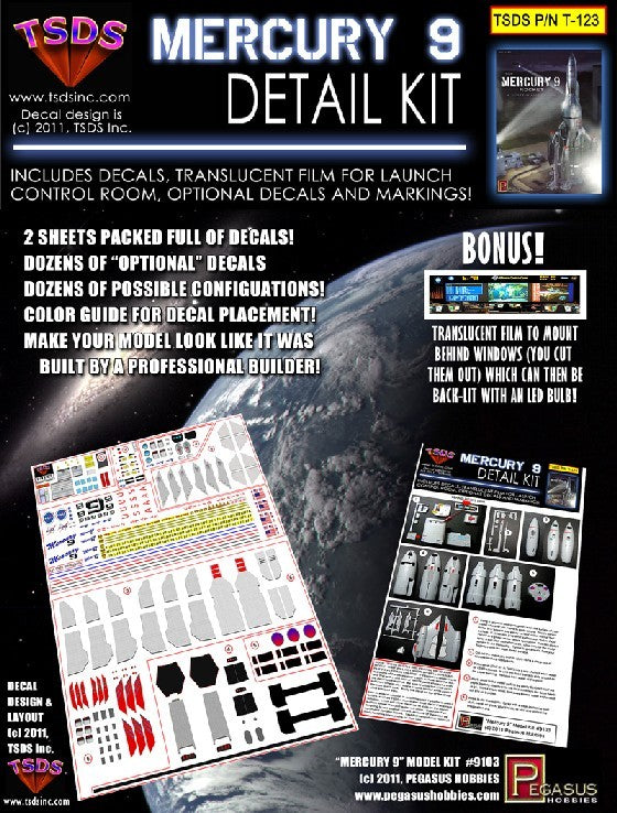 1/350 Mercury 9 Rocket Ship Decal Set for PGH
