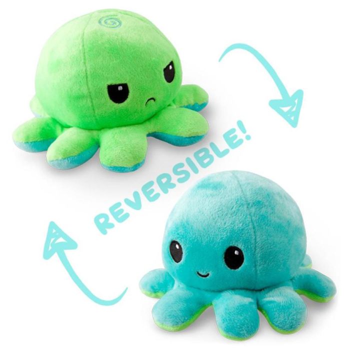 Reversible Octopus Plush: Green & Aqua - Cats In Hat Inc.
