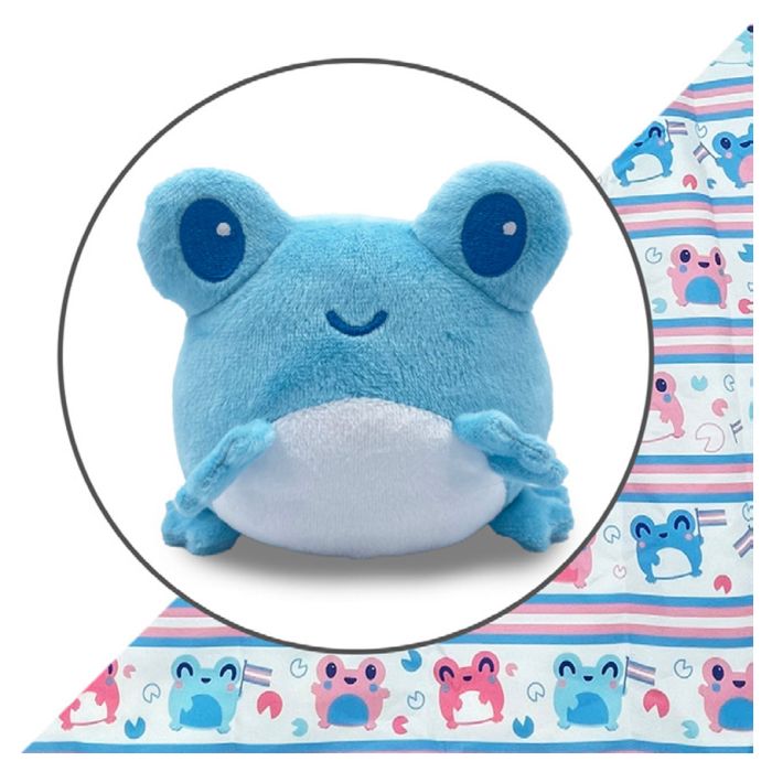 Plushie Tote: Blue Frog/Transgender Pride - Cats In Hat Inc.