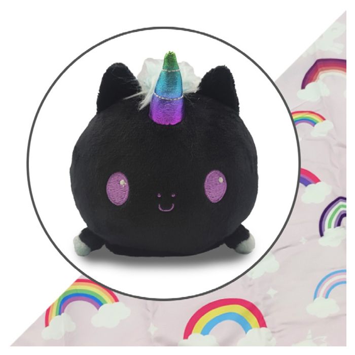 Plushie Tote: Black Unicorn/Rainbows - Cats In Hat Inc.