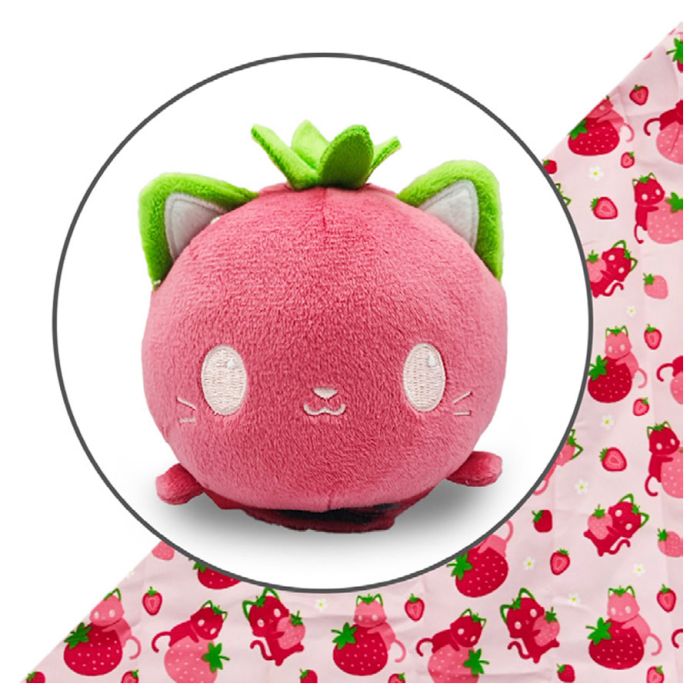 Plushie Tote: Pink Strawberry Cat - Cats In Hat Inc.