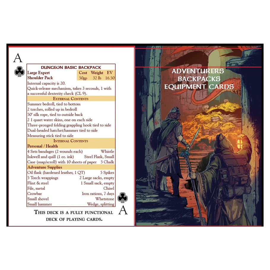 Adventurers Backpack Card Deck By Troll Lord Games