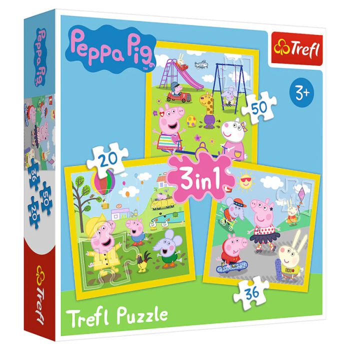 Puzzle: Peppa Pig's Happy Day 3in1 20/36/50 Piece - Cats In Hat Inc.