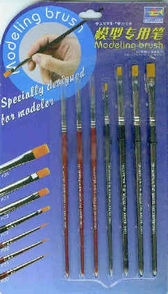 Modeling Brush Set (7pcs): Round #0 1 2/0 Flat 1/4 1/8 3/16 7/32