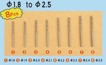Twist Drilling Auger Bit Set #3 (8pcs) 1.8mm-2.5mm